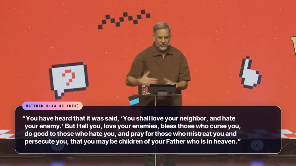 Lower third over the live stream of the pastor